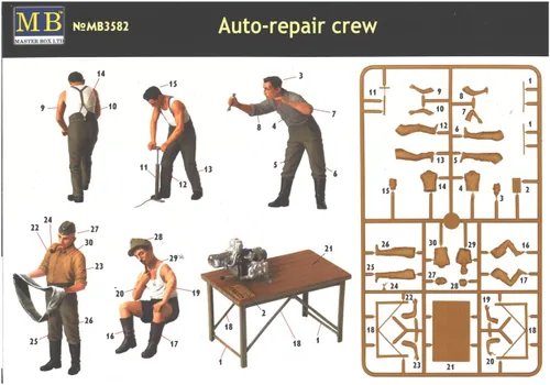 Miniatura 2 de Master Box WWII Equipo alemán de reparación automática (4) kits de construcción de modelos de figuras (escala 1:35)