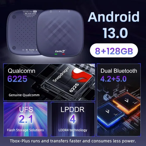 Miniatura 2 de Carlinkit CarPlay Android 13.0 AI Box Adapter, 3 en 1 CarPlay AI Box Max (Plus), Plug & Play, fácil configuración, tarjeta integrada de Google