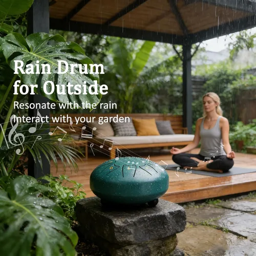 Miniatura 3 de Tambor de lengua de acero de 6 pulgadas, 8 notas, tambor de lluvia para jardín al aire libre, instrumento de percusión fácil de usar, regalo único