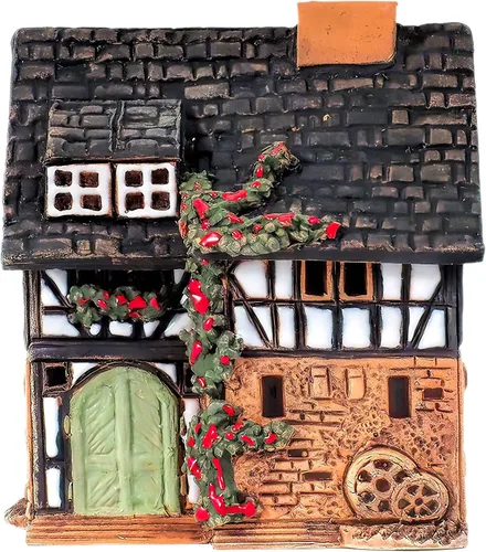 Miniatura 6 de Portavelas de cerámica Art Tealight Decoración de habitación Hecho a mano Coleccionable Casa de luz en miniatura Casa antigua en Lauterbach, Hessen