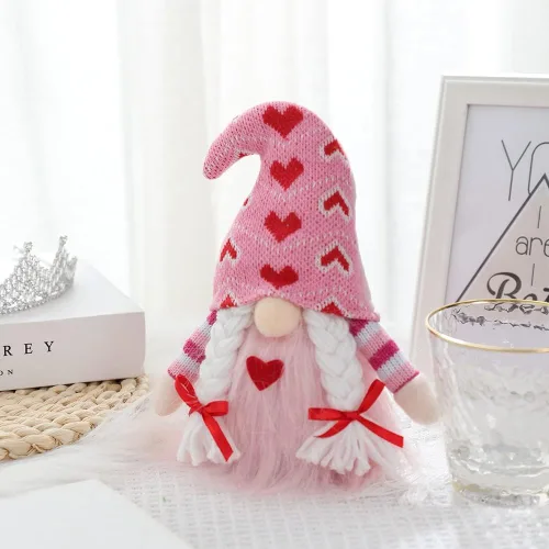 Miniatura 4 de Ochine Decoraciones de peluche de gnomo para el día de San Valentín, decoración del día de San Valentín, elfo escandinavo, sueco, Tomte, Navidad