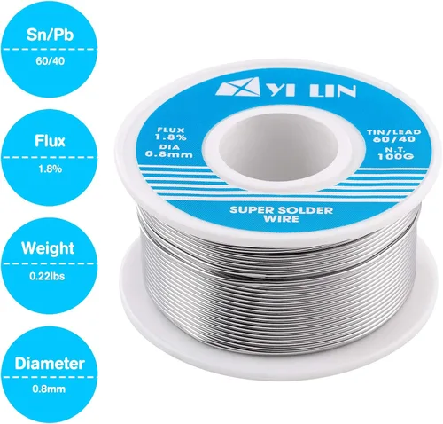 Miniatura 2 de YI LIN 60/40 Soldadura 3.53 oz de estaño plomo colofonia núcleo alambre de soldadura para soldadura eléctrica (0.031 in/3.53 oz)
