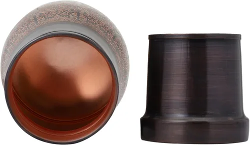 Miniatura 3 de Jarra de noche de cobre puro para beneficios de salud ayurveda, capacidad - 1 litro (33.81 onzas líquidas de EE. UU.) (patrón floral)