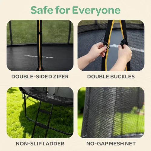 Miniatura 6 de JoyBerri Trampoline Outdoor - Upsurge ASTM Certified Safe 8Ft 10Ft 12Ft 14Ft 15Ft 16Ft Recreational Trampoline for Kids and Adults. Anti-Rust Negro