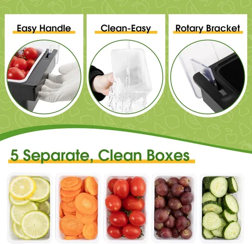 Miniatura 4 de Carrito de frutas, verduras y condimentos con tapa, 5 compartimentos extraíbles, bandeja de guarnición enfriada con hielo para camareros