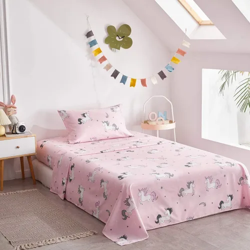 Miniatura 6 de Uozzi Bedding Bed in a Bag - Juego de edredón reversible de 7 piezas, tamaño Queen, color rosa unicornio con estrella arcoíris, microfibra suave