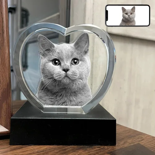 Miniatura 10 de Foto de cristal 3D personalizada, regalos conmemorativos para perros y gatos personalizados para dueños de mascotas. Caja de regalo incluida, foto