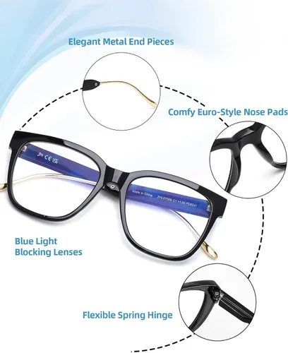 Miniatura 5 de JM Gafas de lectura de gran tamaño para mujer, lectores cuadrados elegantes para mujeres y hombres/W bloqueo de luz azul de moda para mujer