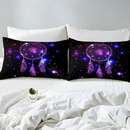 Miniatura 2 de Homewish Dreamcatcher - Juego de sábanas bajeras bohemias con mandala de 2 piezas con 1 funda de almohada, juego de sábanas bajeras de poliéster