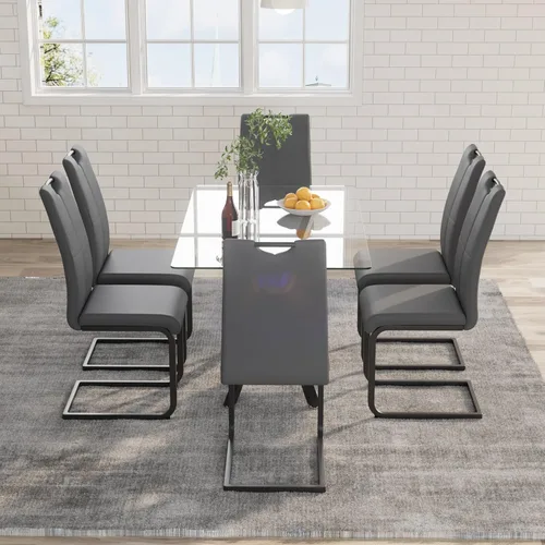 Miniatura 28 de Mesa de comedor de 5 piezas de 47 pulgadas con 4 sillas de piel sintética, juego de mesa de comedor moderno para 4, mesa de cocina rectangular