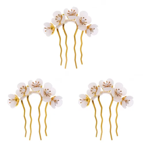 Miniatura 12 de Beaupretty 2 piezas de Jade Flower Hair Women Girls Hair Stick Chino Retro Chignon Pin palillos para el cabello, accesorios de peinado (blanco)