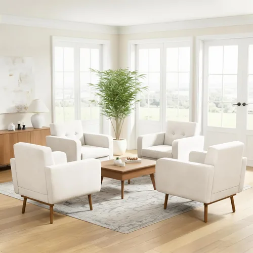 Miniatura 17 de HUIMO Leather Accent Chair, Button Tufted Living Room Chairs Easy to Install, Upholstered Arm Chair for Living Room Bedroom Study Office