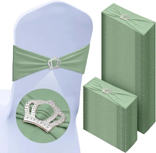 Miniatura 16 de VitalCozy 100 piezas de cintas elásticas de elastano para sillas con hebilla deslizante en forma de corona, bandas elásticas para sillas, lazos