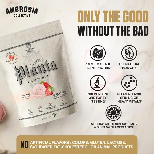 Miniatura 7 de Ambrosia Planta - Polvo de proteína a base de plantas 20g Polvo de proteína vegana libre de lácteos con aminoácidos BCAA Apto para dieta