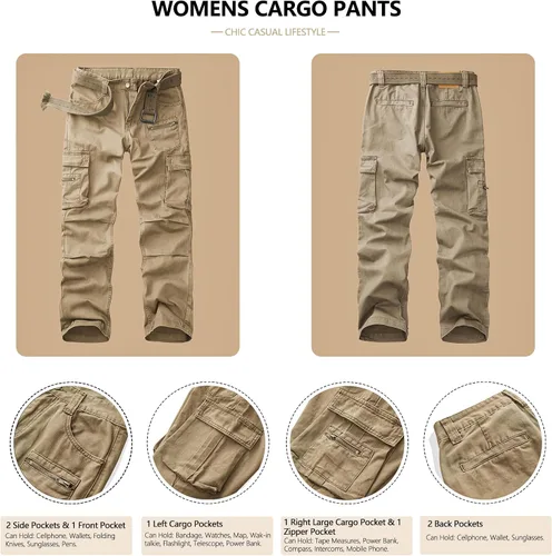 Miniatura 4 de AKARMY Pantalones cargo de ajuste relajado para mujer, pantalones de senderismo para deportes al aire libre, pantalones casuales, pantalones