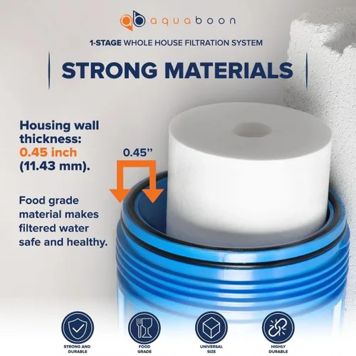 Miniatura 29 de Aquaboon 10x4.5 Carcasa para filtro de agua para toda la casa Filtro de agua certificado NSF para sistema de filtración con medidor y liberación