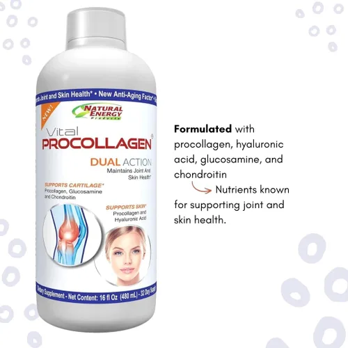 Miniatura 3 de Natural Energy Vital Procollagen - Proteína de colágeno hidrolizada líquida con ácido hialurónico y sulfato de glucosamina condroitina factor