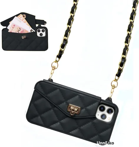 Miniatura 54 de UnnFiko - Funda tipo cartera compatible con iPhone XR, diseño elegante de bolsa de lujo, cartera abatible con funda para tarjetas, cubierta de Negro