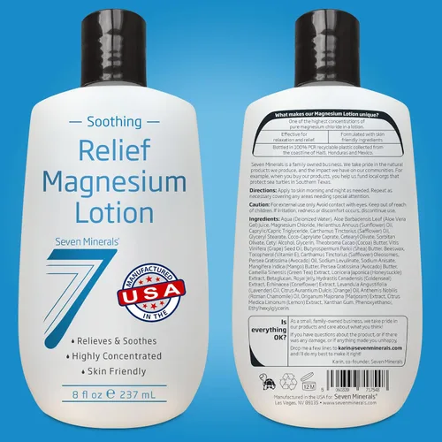 Miniatura 7 de Seven Minerals Loción de magnesio para dormir, alivio calmante y relajación - Magnesio altamente concentrado para un mejor sueño, pies y cuidado
