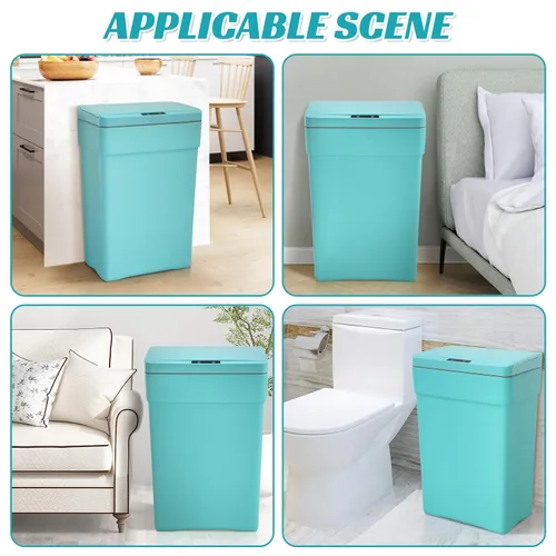 Miniatura 7 de Dkeli Bote de basura automático de 13 galones para cocina, baño, dormitorio, oficina en casa, de plástico de alta capacidad sin contacto con tapa