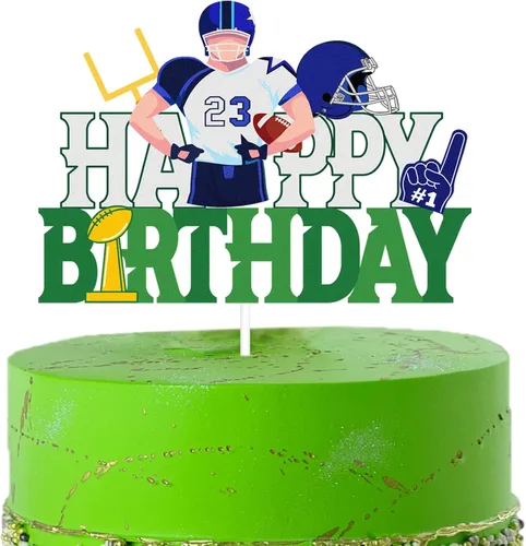 Super Bowl - Decoración para pastel de feliz cumpleaños – Selección de pastel de fútbol americano – Decoración de pastel de jugador – Rugby Ball