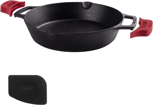 Miniatura 8 de Cuisinel - Sartén de hierro fundido con tapa de hierro fundido - Sartén de doble mango de 8 pulgadas + raspador de sartén + cubierta de mango