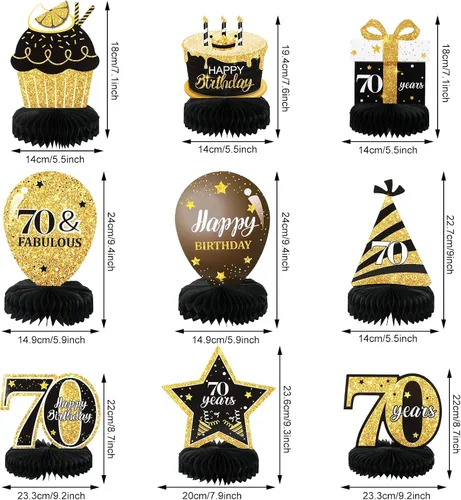 Miniatura 2 de Zonon Decoraciones de mesa para fiesta de cumpleaños número 70 para hombres y mujeres, 35 piezas de regalo a 70 años, mantel de pancarta de globos