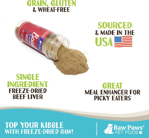 Miniatura 2 de Raw Paws Boost Pet Food Topper de hígado de res liofilizado, 2.8 onzas, fabricado en Estados Unidos, adornos de comida para perros para comedores
