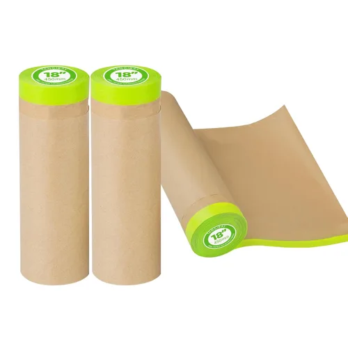 Tangibay Papel de enmascarar precintado para pintar, 18 pulgadas x 50 pies, cinta y papel para pintores, rollo de papel protector adhesivo de