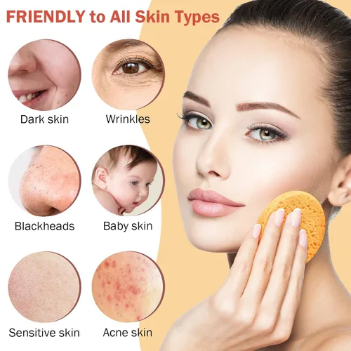 Miniatura 3 de 300 esponjas faciales comprimidas, esponjas faciales naturales para limpieza, almohadillas exfoliantes faciales desechables para esteticistas Naranja