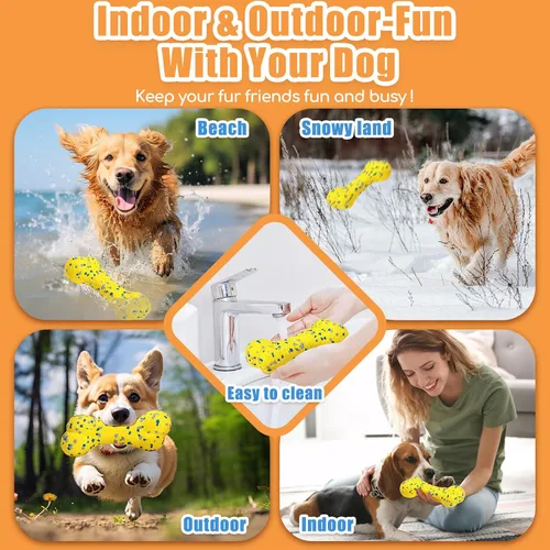 Miniatura 7 de Moonorange 2 Piezas Pelotas de Hueso Mejoradas para Perros + Juguetes de Rugby para Perros para Masticadores Agresivos, Pelotas de Tenis azul