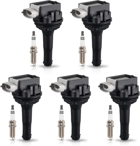 ENA Juego de 5 bobinas de encendido y 5 bujías de platino compatibles con Volvo C30 C70 S40 S60 V50 V60 V70 XC60 XC70 2.5L 2.4L L5 repuesto para