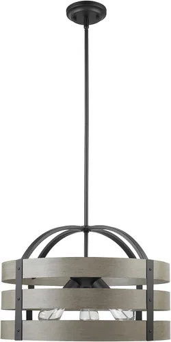 Miniatura 10 de Globe Electric 44773 Colgante de 1 luz para exteriores, negro mate, pantalla de vidrio transparente, enchufe base E26, isla de cocina, cafetería
