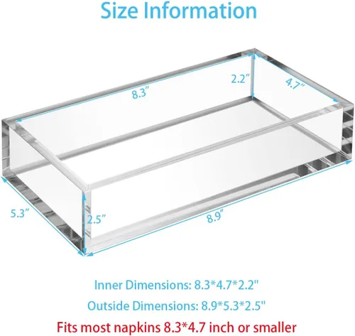 Miniatura 2 de HIIMIEI Servilletero de acrílico, soporte para toallas de invitados de acrílico de 0.315 in de grosor, soporte para servilletas de cóctel de mesa