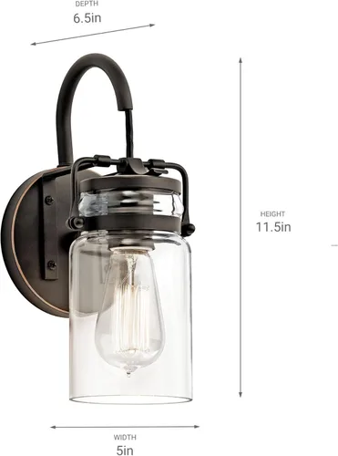 Miniatura 10 de Lámpara de pared Brinley de Kichler, para 1 foco y con pantalla de vidrio transparente, 45576OZ, 100watts, 120 volts Bronce antiguo