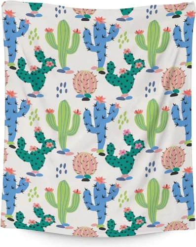 Miniatura 23 de Manta de cactus – Suave, mullida y cálida – Manta pequeña de 30 x 40 pulgadas para regazo y cuna, manta estética azul oscuro, regalo