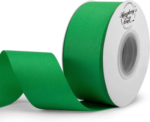 Humphrey's Craft Cinta de grogrén verde de 1-1/2 pulgadas, 25 yardas, variedad de colores y tamaños para manualidades, envoltura de regalos, hacer