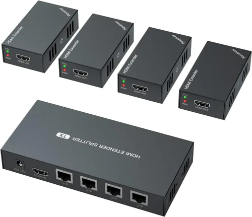 Miniatura 8 de Divisor extensor HDMI 1x2 HD 4K @60Hz hasta 196.9 ft (196 pies) - Cable de salida CAT5/CAT6/CAT7 Transmisor y receptor HDMI con interruptor