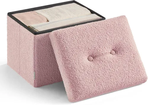 Miniatura 10 de SONGMICS Otomana pequeña plegable de almacenamiento, taburete reposapiés, 12.2 x 16.1 x 12.2 pulgadas, otomana con almacenamiento, carga de hasta
