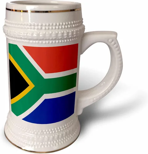 3dRose Bandera de Sudáfrica – Colorido recuerdo del mundo africano, rojo, verde, azul, negro, blanco, amarillo, multicolor, taza de 18 onzas, 22