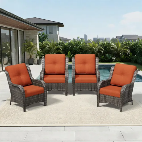 Miniatura 82 de Joyside Juego de sillas de mimbre para patio, juego de 3 piezas de mimbre para exteriores con 2 sillas reposabrazos y 1 mesa auxiliar para terraza