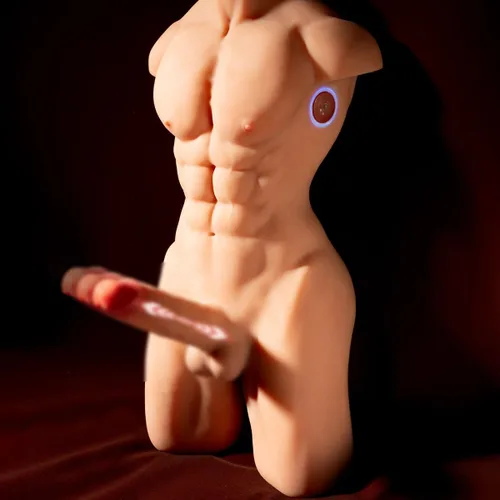 Miniatura 5 de AUSLOVE Muñeca sexual masculina realista para mujer, muñecas sexuales musculares de 22 libras, torso con consolador de empuje y vibración, juguetes