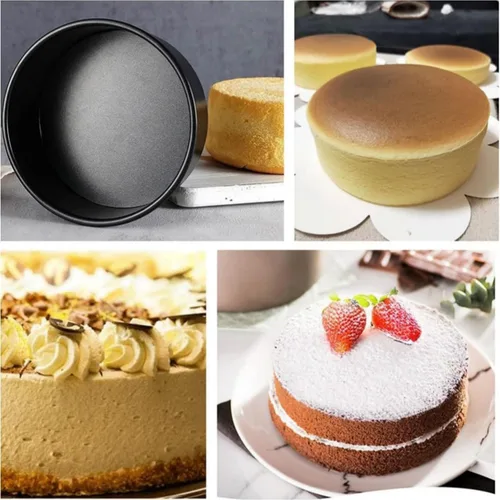 Miniatura 4 de Juego de 2 moldes para pasteles de 5 pulgadas, diseño sin costuras de aluminio antiadherente a prueba de fugas Seamless one-piece prevents;premium