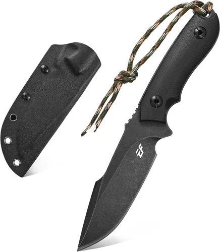 Eafengrow EF130 Cuchillo de hoja fija, hoja de acero DC53, mango G10/Micarta de espiga completa, cuchillos EDC de hoja fija rectos para trabajo,