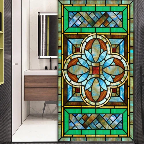Miniatura 20 de Película decorativa de privacidad esmerilada sin pegamento para ventana, hermoso patrón de playa, puerta de vidrio, ventana, calcomanías