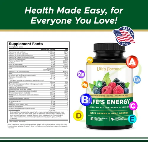 Miniatura 4 de Life's Energy Advanced - Multivitamínico diario avanzado para hombres y mujeres, suplemento energético y de apoyo inmunológico con súper verdes