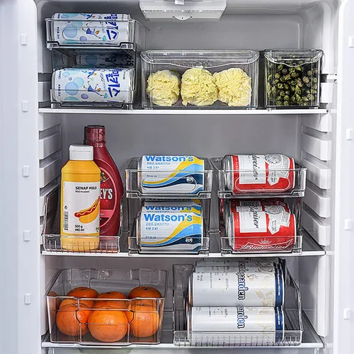 Miniatura 2 de Xicennego Organizador de almacenamiento de latas de soda de doble capa mejorado, dispensador de latas de soda para refrigerador, soporte de bebidas
