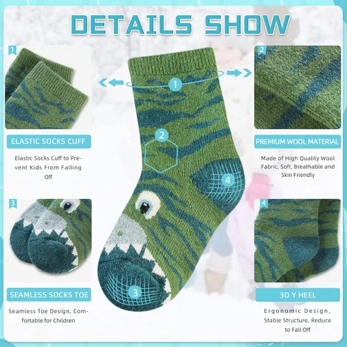 Miniatura 4 de Eocom 6 pares de calcetines de invierno cálidos de lana para niños y niñas
