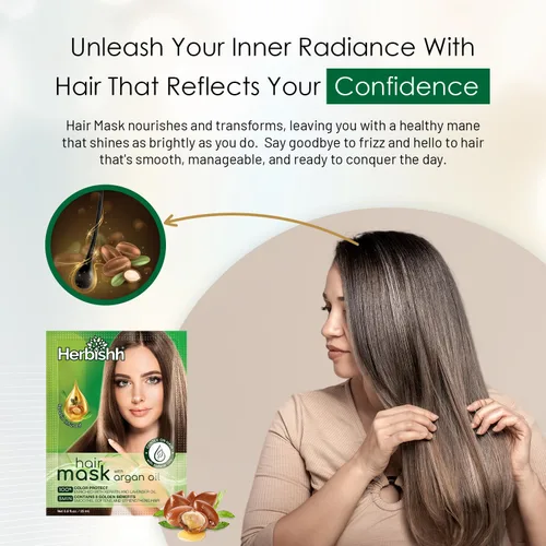 Miniatura 4 de Herbishh Mascarilla capilar de argán, acondicionador e hidratación profundos para un cabello de aspecto más saludable, 0.8 fl oz para cabello muy
