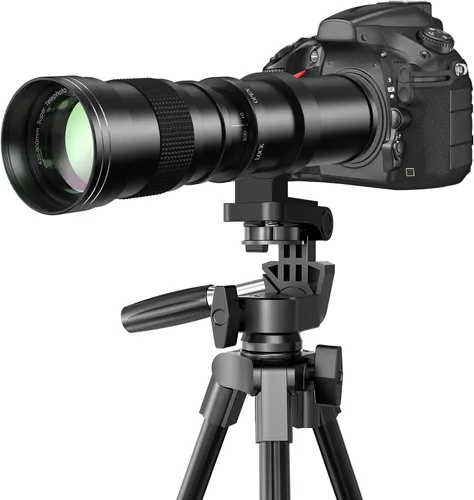 Lightdow Lente de teleobjetivo súper zoom manual de 16.535-31.496 in f/8.3 + anillo de montaje en T para Sony Alpha A9 A7S A7R A7S A7 II A6000 A6300